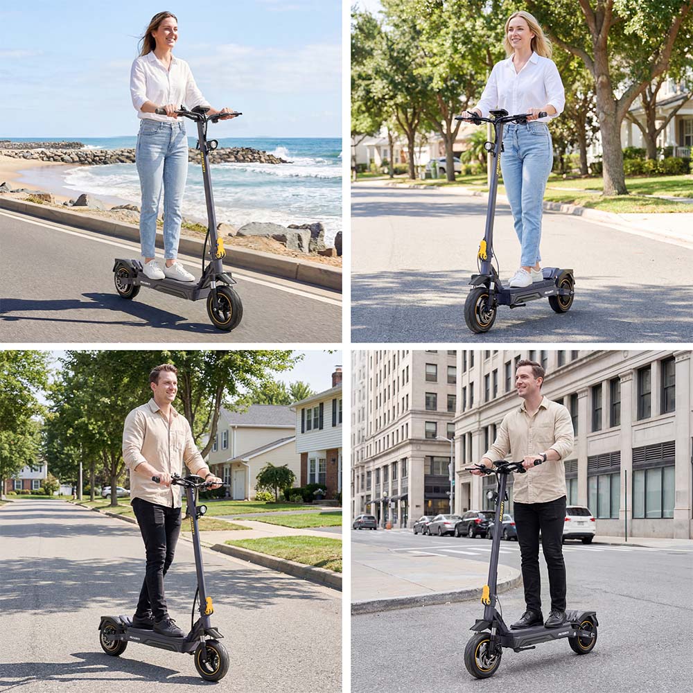 Ausom K20 Pro Trotinette &Eacute;lectrique, Moteur 1000W, Batterie 48V 18Ah, Pneus 10 pouces, Vitesse maximale 50 km/h, Autonomie 90 km, Freins &agrave; disques avant et arri&egrave;re, Double suspension avant, D&eacute;verrouillage NFC