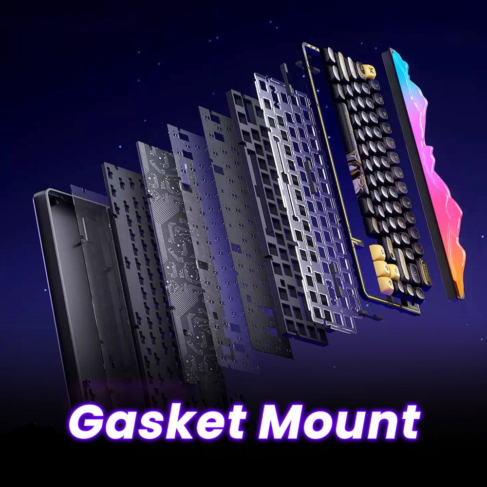 LEOBOG Hi65 Tri-Mode Wireless Mechanical Keyboard, 65% Layout, Gasket Mount, Hot-Swappable Jasper Linear Switch, PBT Dye-Sublimation Keycaps, RGB Backlight, 4000mAh Battery, Type-C/2.4G/Bluetooth - Black