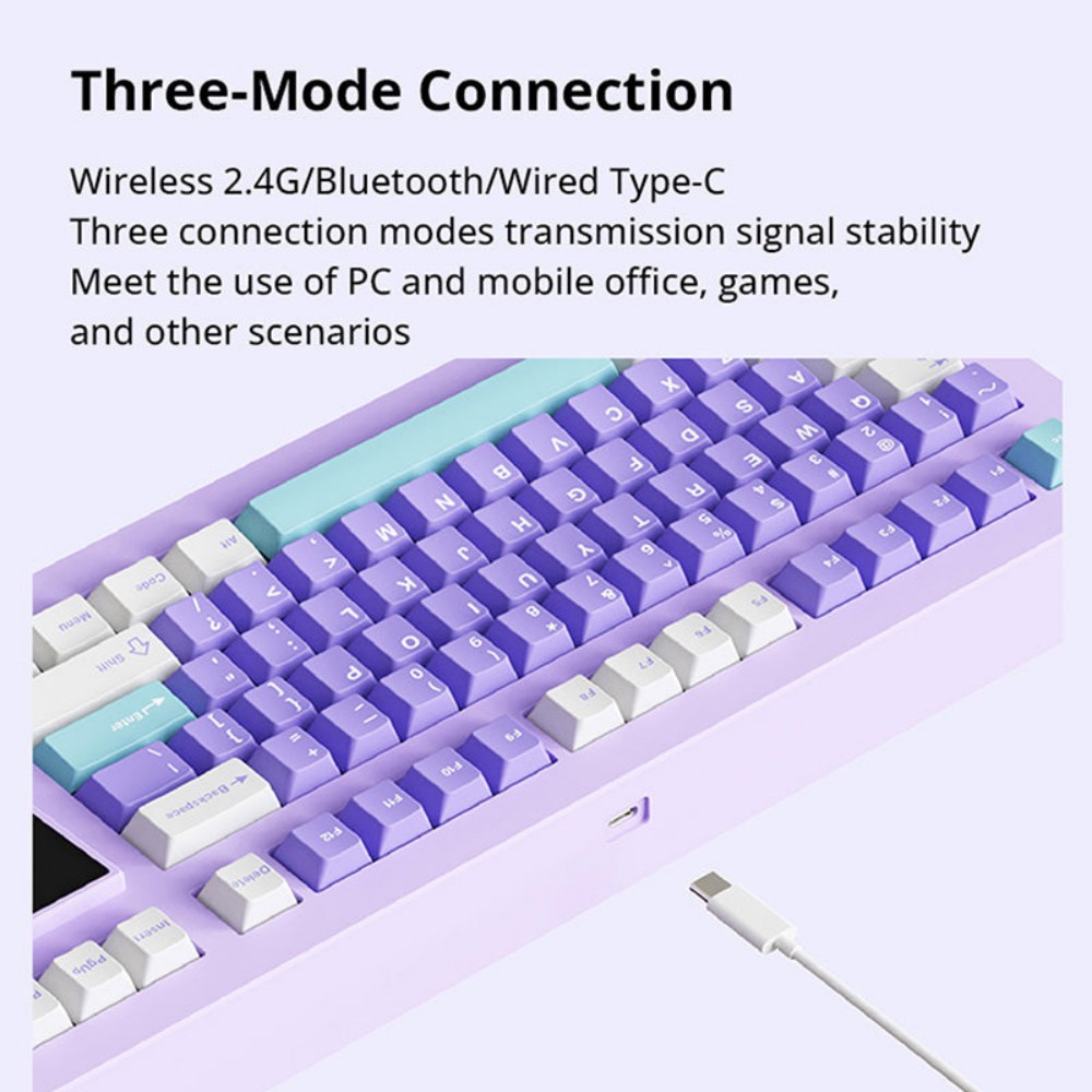 SP-STAR D82 PRO Wireless Mechanical Keyboard, 80% Compact Layout, Tri-Mode 2.4G/Bluetooth/USB-C, 2.4-Inch IPS Screen, Hot-Swappable White Switch V2 Linear, PBT Keycaps, RGB Backlight, Gasket Mount