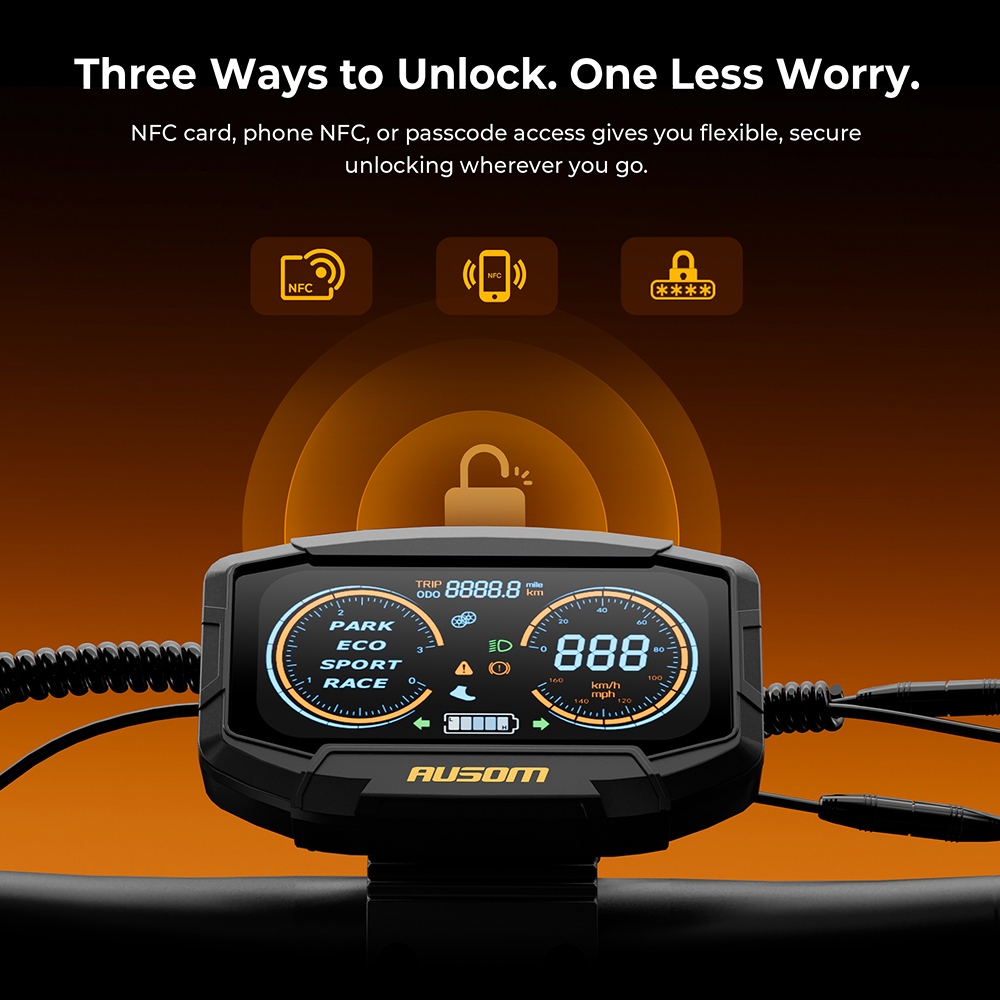 Ausom K20 Pro Dual Motor Electric Scooter, 1000W*2 Motor, 48V 18Ah Battery, 10-inch Tires, 60km/h Max Speed, 90km Range, Front & Rear Disc Brake, Dual Front Suspension, NFC Unlock