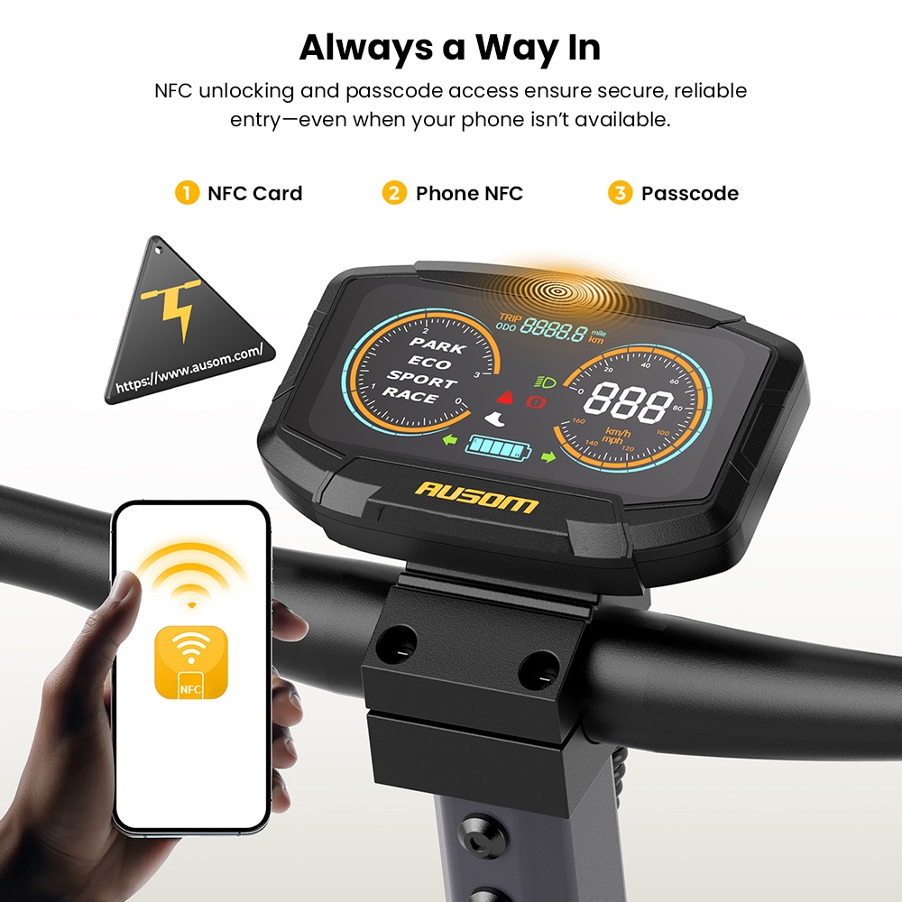 Ausom Laluz 2 Pro Elektroroller, 1000W Motor, 48V 18Ah Akku, 10-Zoll-Reifen, 25 km/h H&ouml;chstgeschwindigkeit, 90 km Reichweite, Vor- und Hinten Scheibenbremse, Doppelte Vorderradaufh&auml;ngung, NFC-Entsperrung