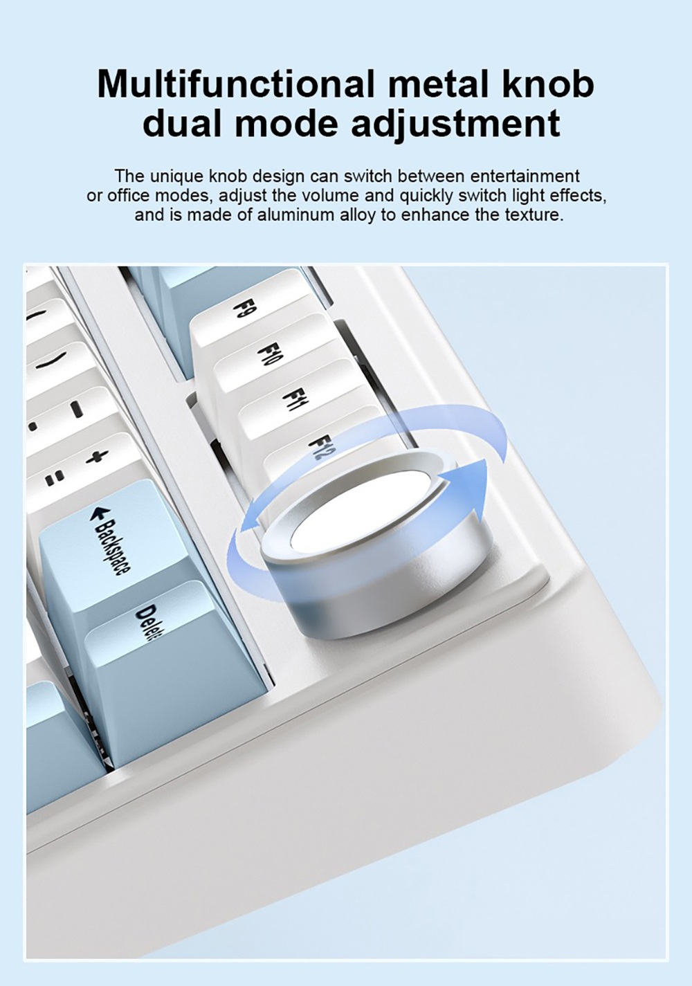 AULA F75 Tri-Mode Wireless Mechanical Keyboard, 75% Layout, Gasket Mount, Hot-Swappable, RGB Backlit, Multimedia Knob, 4000mAh Battery - Blue