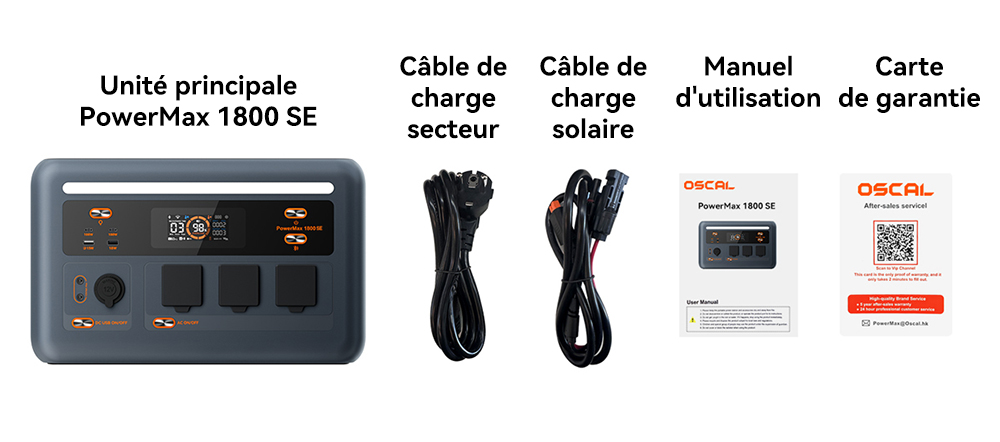 Blackview Oscal PowerMax 1800 SE Station d&rsquo;&Eacute;nergie Portable, Batterie LiFePO₄ 1024Wh, 1800W Puissance Nominale / 3600W Puissance de Cr&ecirc;te, 10 Sorties, Charge Rapide Solaire 800W & AC 700W, UPS 0,01s, pour Ext&eacute;rieur & Secours Domestique