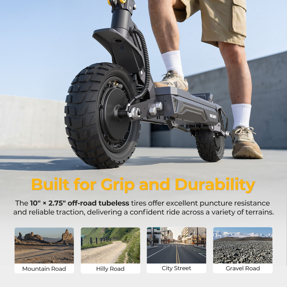 Ausom Gosoul 2 Pro Dual Motor Electric Scooter, 1000W*2 Motor, 48V 18Ah Battery, 10-inch Tires, 60km/h Max Speed, 90km Range, Front & Rear Disc Brake, Dual Front Suspension, NFC Unlock