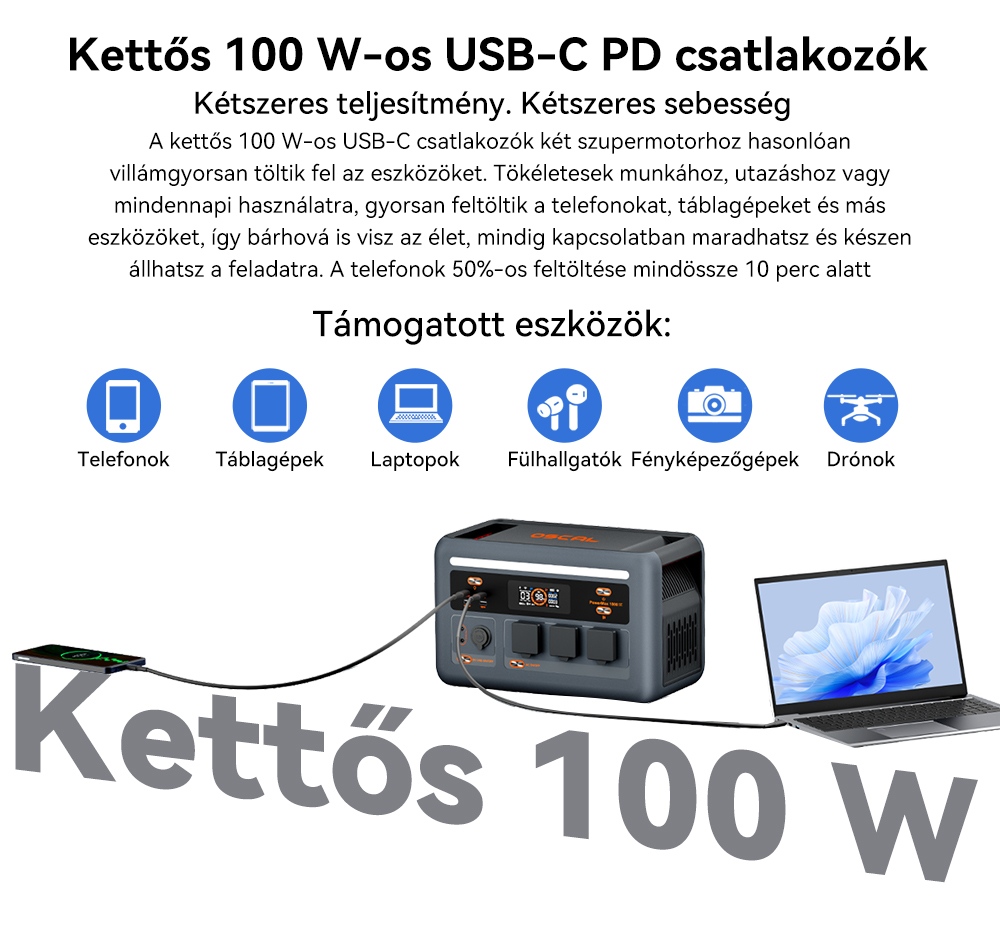 Blackview Oscal PowerMax 1800 SE Hordozhat&oacute; Erőmű, 1024Wh LiFePO₄ Akkumul&aacute;tor, 1800W N&eacute;vleges / 3600W Cs&uacute;csteljes&iacute;tm&eacute;ny, 800W Napelemes &eacute;s 700W AC Gyors T&ouml;lt&eacute;s, 0,01s UPS, Tiszta Szinuszhull&aacute;m, K&uuml;lt&eacute;ri &eacute;s Otthoni Haszn&aacute;latra