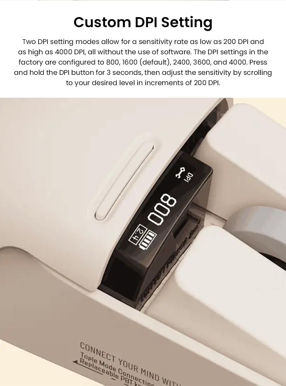 Lofree 0E909 3805sensor OLED Screen Triple-Mode Wireless Mouse - Gray