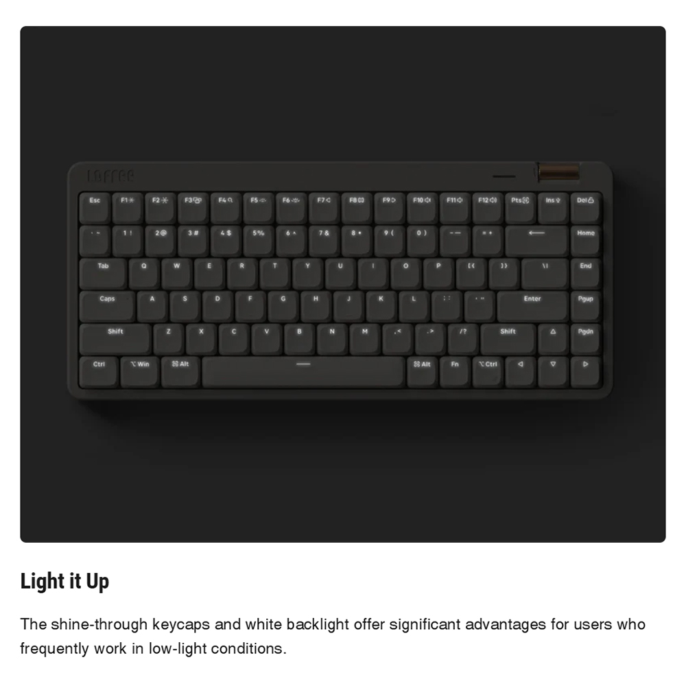 Lofree Flow Lite Low-Profile Mechanical Keyboard, 84-Key Compact Layout, Tri-Mode 2.4G/Bluetooth/USB-C, 2000mAh Battery, Specter Linear Switch 40gf, PBT Double-Shot Keycaps, 1000Hz Polling Rate, Volume Knob - White