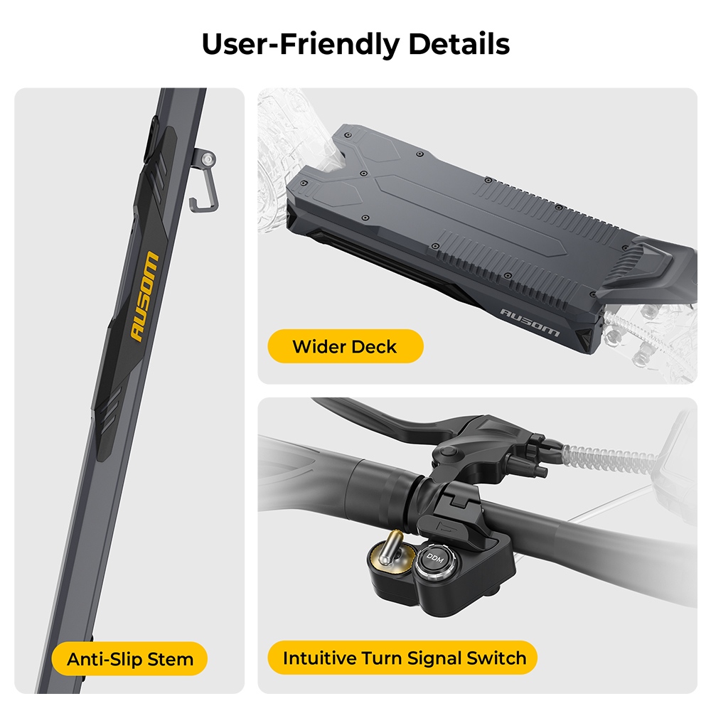 Ausom K20 Pro Dual Motor Electric Scooter, 1000W*2 Motor, 48V 18Ah Battery, 10-inch Tires, 60km/h Max Speed, 90km Range, Front & Rear Disc Brake, Dual Front Suspension, NFC Unlock