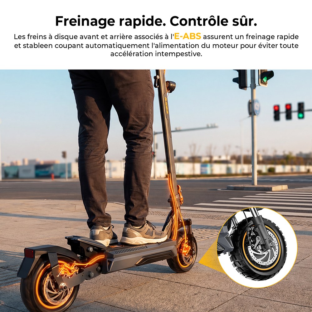 Ausom K20 Pro Trottinette &Eacute;lectrique Double Moteur, Moteur 1000W*2, Batterie 48V 18Ah, Pneus 10 pouces, Vitesse Maximale 60km/h, Autonomie 90km, Freins &agrave; Disque Avant & Arri&egrave;re, Double Suspension Avant, D&eacute;verrouillage NFC