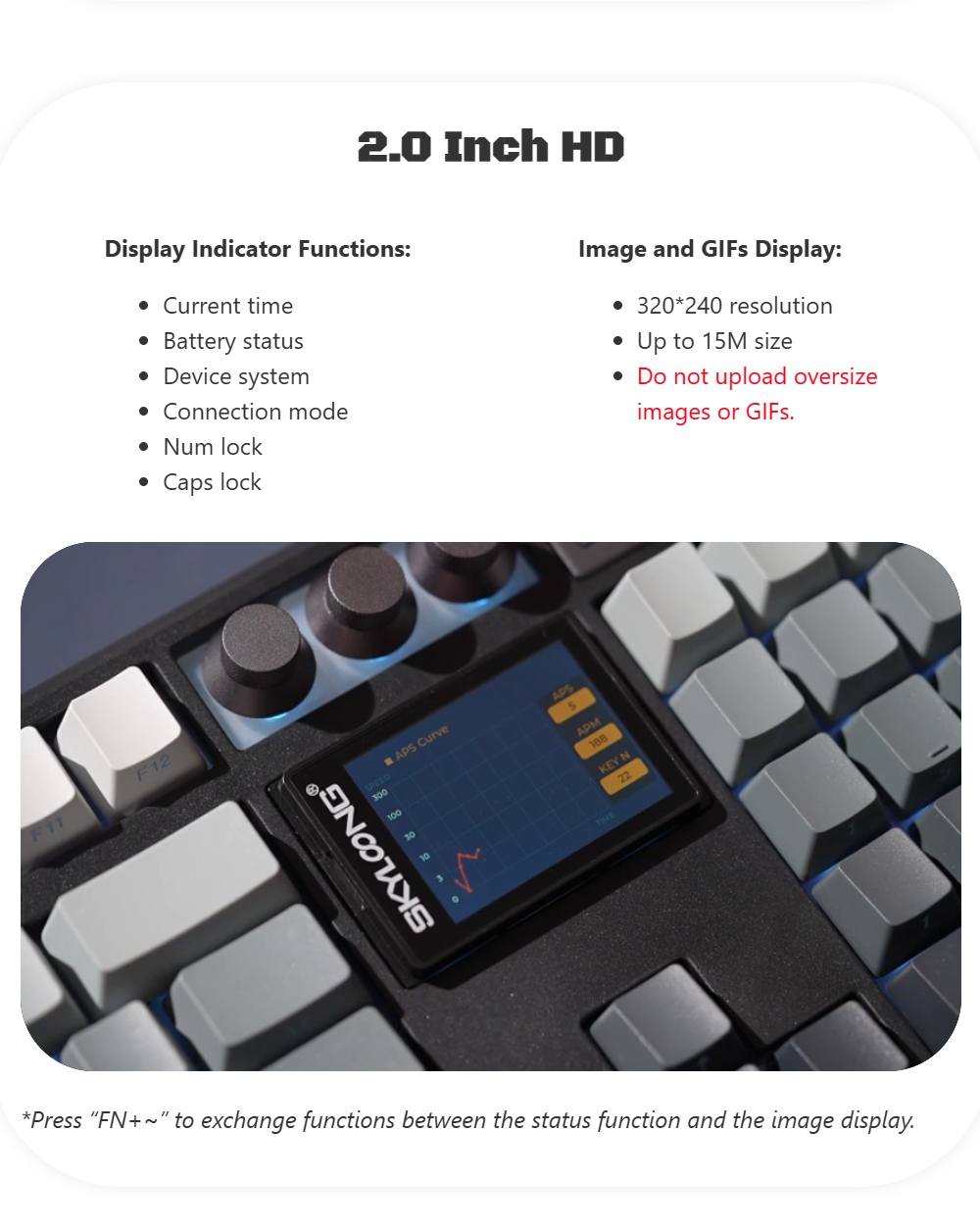 Skyloong GK104 Pro 3.0 Dual-Screen Wireless Mechanical Keyboard, 104-Key Hot-Swappable KTT Rose Silver Linear Switch, Tri-Mode Wired & 2.4G & Bluetooth, 8000mAh Battery, RGB Backlit