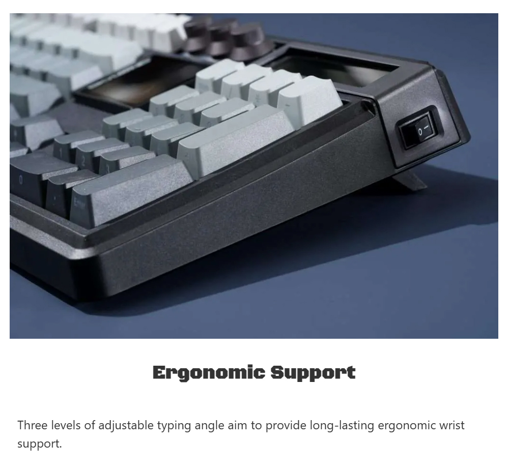 Skyloong GK104 Pro 3.0 Dual-Screen Wireless Mechanical Keyboard, 104-Key Hot-Swappable KTT Rose Silver Linear Switch, Tri-Mode Wired & 2.4G & Bluetooth, 8000mAh Battery, RGB Backlit