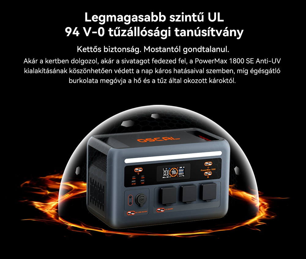 Blackview Oscal PowerMax 1800 SE Hordozhat&oacute; Erőmű, 1024Wh LiFePO₄ Akkumul&aacute;tor, 1800W N&eacute;vleges / 3600W Cs&uacute;csteljes&iacute;tm&eacute;ny, 800W Napelemes &eacute;s 700W AC Gyors T&ouml;lt&eacute;s, 0,01s UPS, Tiszta Szinuszhull&aacute;m, K&uuml;lt&eacute;ri &eacute;s Otthoni Haszn&aacute;latra