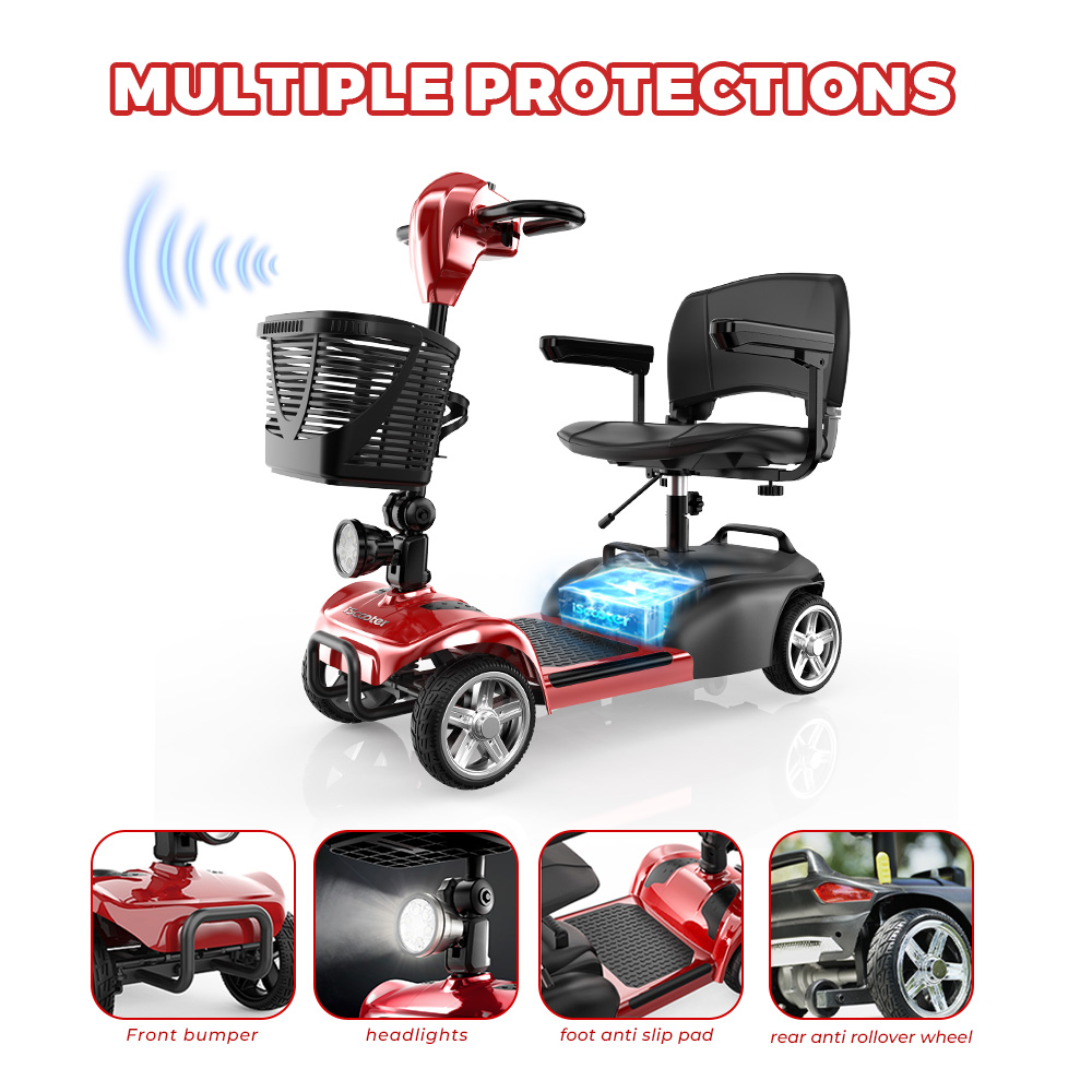 iScooter X02 Mobility Scooter, 300W Motor, 24V 12Ah Battery, 8km/h Max Speed, 25km Range, 4-Wheel Electric Scooter with Swivel Seat & Electromagnetic Brake, 136kg Max Load