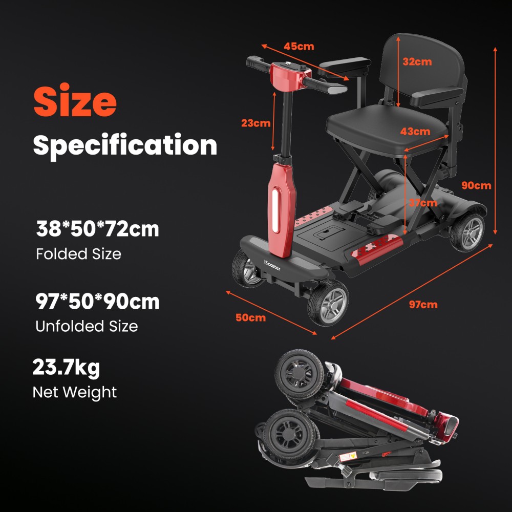 iScooter X11 Mobilit&aacute;si Roller, 250 W-os Motor, 24 V 15,6 Ah Akkumul&aacute;tor, 7 km/h Max. Sebess&eacute;g, 35 km Hat&oacute;t&aacute;vols&aacute;g, Stabil 4 Kerekű Kialak&iacute;t&aacute;s, LED Kijelző