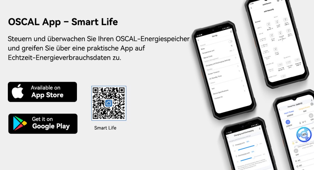 Oscal PowerMax 3600SE Tragbare Powerstation, 3600Wh LiFePO4-Akku, 3600W Reiner Sinuswellenausgang, 4500W Spitzenleistung, 6 LED-Lichtmodi, USB-C 100W, App-Steuerung, Schnellladung, Solargenerator für Hausnotstrom, Wohnmobil, Camping - EU-Stecker