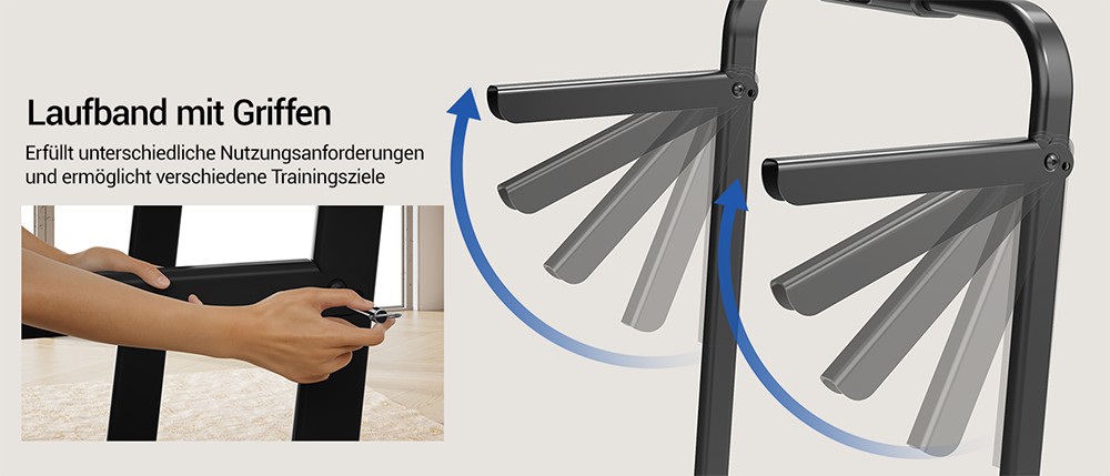 ROBORE X5F Klappbares Laufband mit 16% Steigung, 3,0-PS-Leisemotor, 10km/h Höchstgeschwindigkeit, 136kg Traglast, 3-Steigungsstufen, LED-Display & Fernbedienung