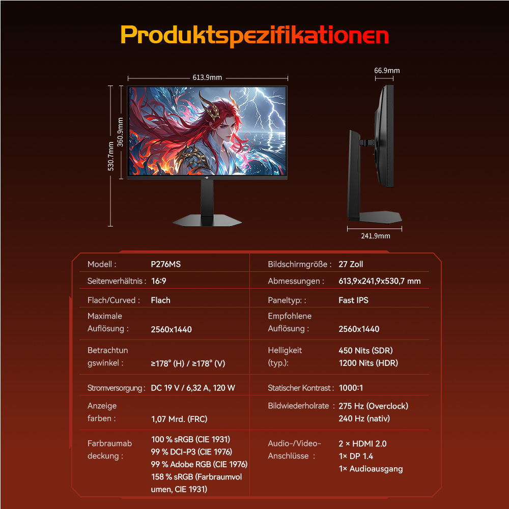 TITAN ARMY P276MS Gaming-Monitor, 27