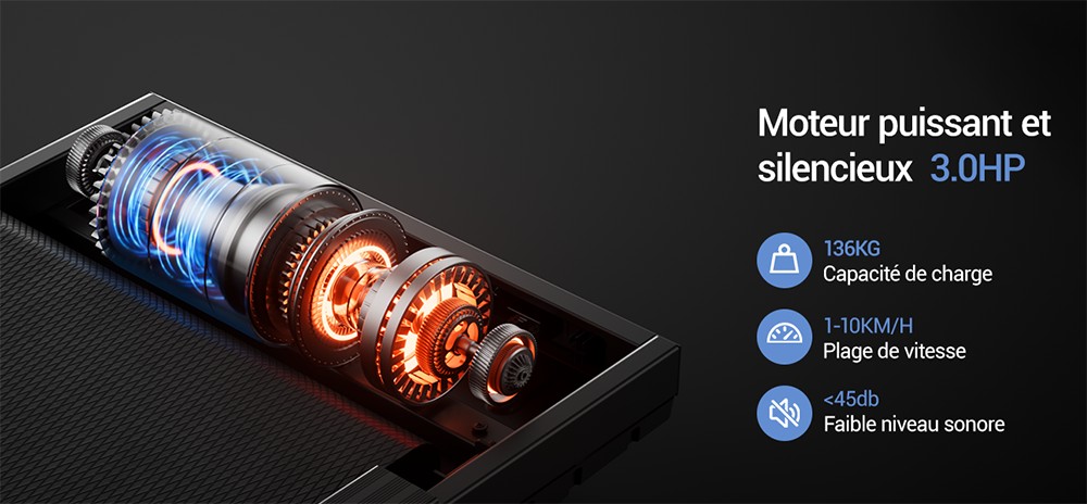 ROBORE X5F Tapis de Course Pliable avec Inclinaison de 16%, Moteur Silencieux 3,0 HP, Vitesse Max 10km/h, Charge 136kg, 3 Niveaux d’Inclinaison, Écran LED & Télécommande