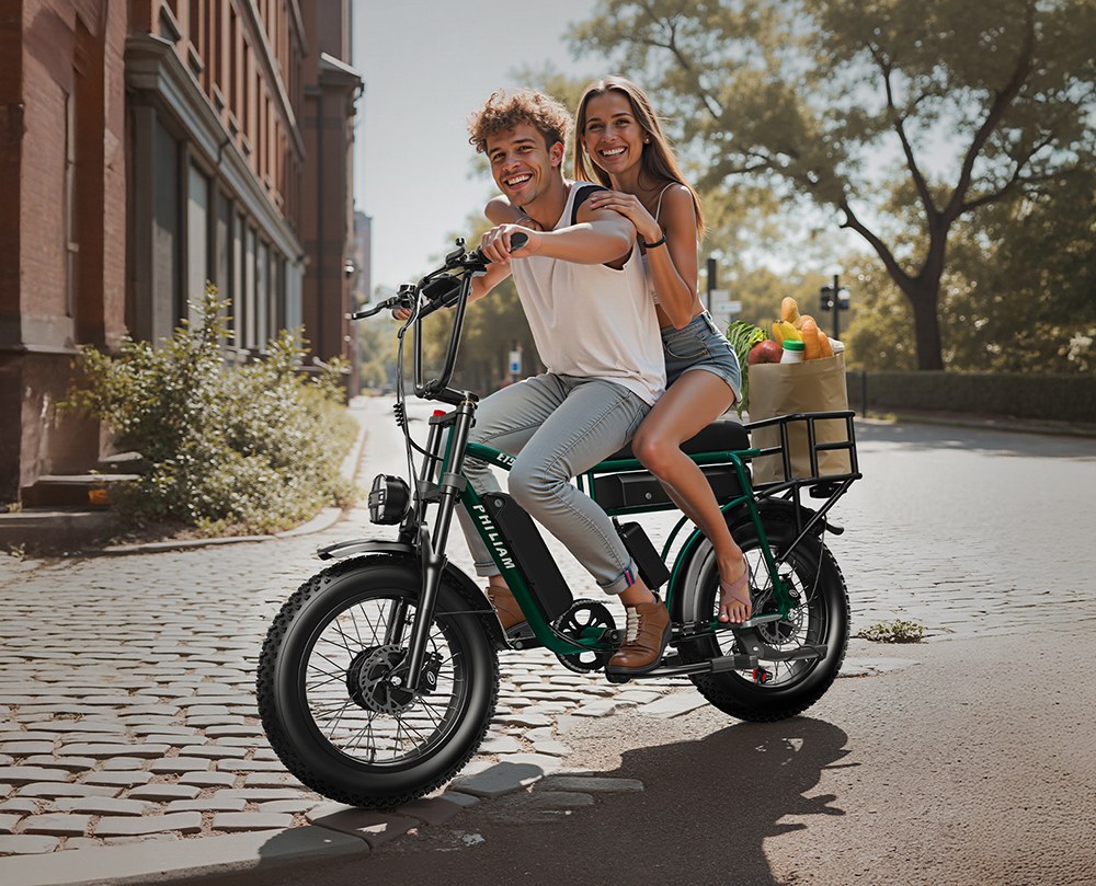 PHILIAM ET9 Dual-Motor-Elektrofahrrad, 1000W*2 (Spitzenleistung 3000W), 52V 50Ah Doppelakku, 31MPH H&ouml;chstgeschwindigkeit, 200 Meilen PAS-Reichweite, 7-Gang Shimano, 4-Kolben-Hydraulikbremsen, 330LBS Traglast, All-Terrain-Fatbike f&uuml;r Erwachsene