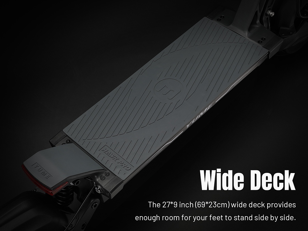 YUME HAWK Pro Elektromos Roller, 10x4.5" tömlő nélküli Országúti Gumiabroncsok 3000W*2 Motor 60V 30Ah Akkumulátor 80km/h Max. Sebesség 100km Max. Hatótávolság 3 Sebességváltó Rendszer Tárcsafék Állítható Hidraulikus Rugózás NFC Alkalmazásvezérlés