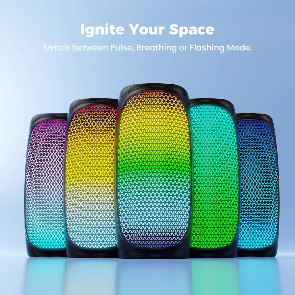 SOUNARC XR3 hordozhat&oacute; Bluetooth hangsz&oacute;r&oacute;, 10 W sztere&oacute; hangz&aacute;s, RGB LED f&eacute;nyek, Bluetooth 5.3, TWS p&aacute;ros&iacute;t&aacute;s, 8 &oacute;ra lej&aacute;tsz&aacute;si idő, IPX v&iacute;z&aacute;ll&oacute;s&aacute;g, TF k&aacute;rtya &eacute;s AUX