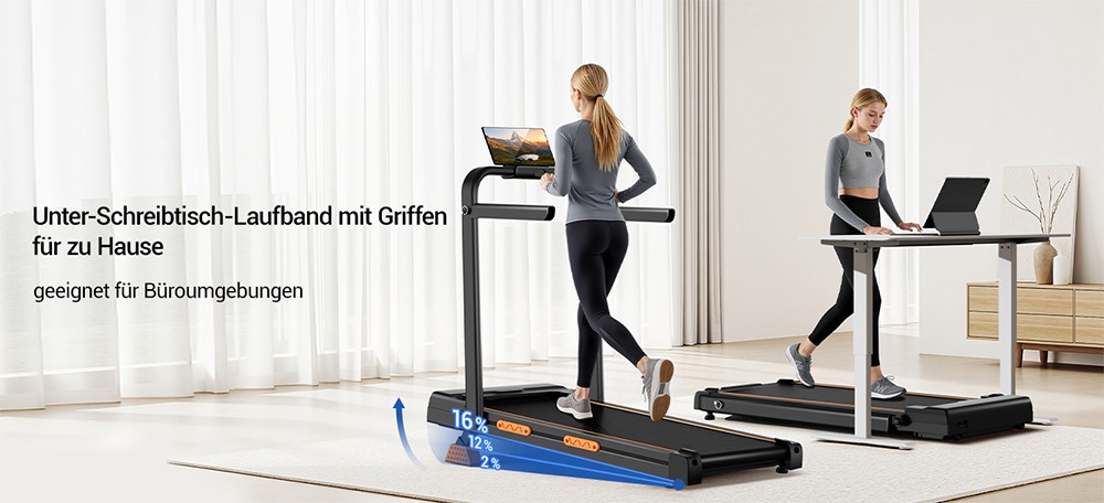 ROBORE X5F Klappbares Laufband mit 16% Steigung, 3,0-PS-Leisemotor, 10km/h Höchstgeschwindigkeit, 136kg Traglast, 3-Steigungsstufen, LED-Display & Fernbedienung