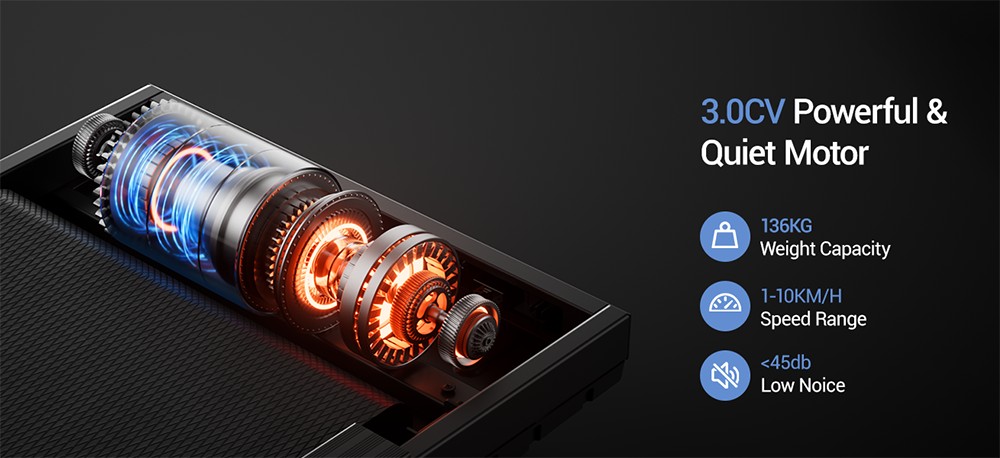 ROBORE X5F Foldable Treadmill with 16% Incline, 3.0HP Quiet Motor, 10km/h Max Speed, 136kg Load, 3-Level Incline, LED Display & Remote Control