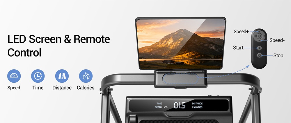 ROBORE X5F Foldable Treadmill with 16% Incline, 3.0HP Quiet Motor, 10km/h Max Speed, 136kg Load, 3-Level Incline, LED Display & Remote Control