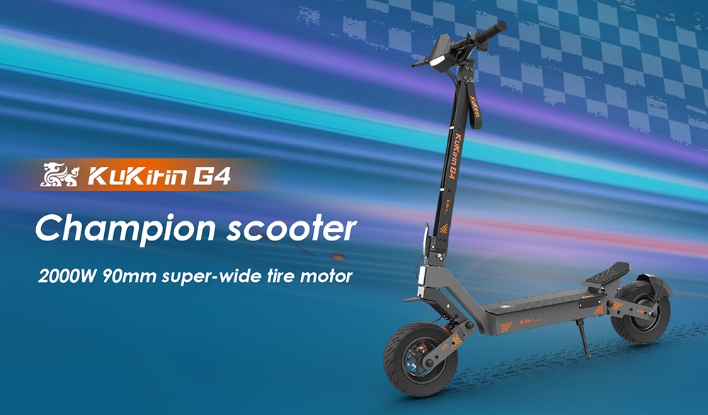 KuKirin G4 Elektroroller, 2000 W Motor, 60 V 20 Ah Akku, 11 Zoll Reifen, 70 km/h Höchstgeschwindigkeit, 75 km Reichweite, Scheibenbremsen vorne und hinten, Vierarm-Stoßdämpfer