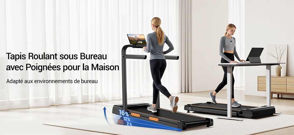 ROBORE X5F Tapis de Course Pliable avec Inclinaison de 16%, Moteur Silencieux 3,0 HP, Vitesse Max 10km/h, Charge 136kg, 3 Niveaux d’Inclinaison, Écran LED & Télécommande