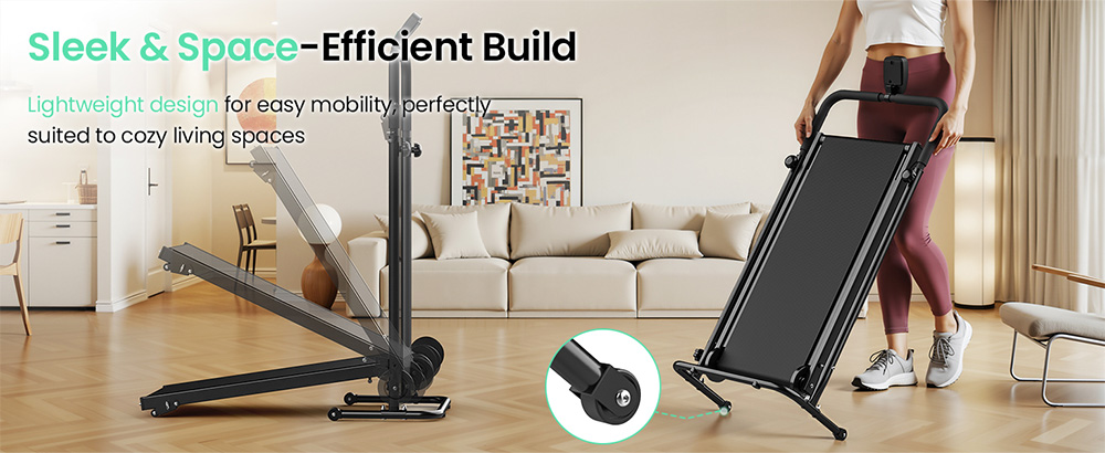 Akluer RJ401 Nicht-motorisiertes Laufband mit 5% Steigung, 3 Geschwindigkeitsstufen, 92x39cm Lauffläche, 150kg Maximalbelastung, 6-lagiges Anti-Rutsch-Band, LED-Display & Stoßdämpfung