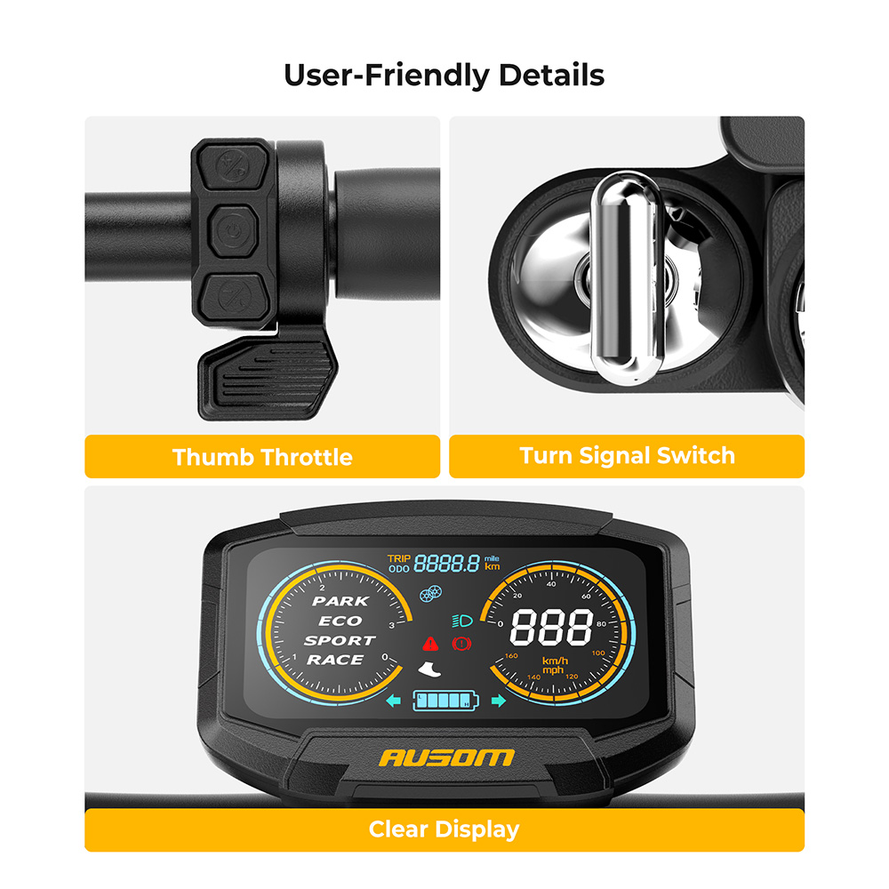 Ausom Gosoul 2 Dual Motor Electric Scooter, 2200W Peak, 50km/h Max Speed, 70km Range, 48V 13.5Ah batéria, dvojité odpruženie kyvného ramena, E-ABS + dvojité kotúčové brzdy, 10