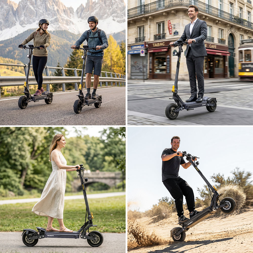 Ausom Gosoul 2 Dual Motor Electric Scooter, 2200W Peak, 50km/h Max Speed, 70km Range, 48V 13.5Ah Battery, Dual Swingarm Suspension, E-ABS + Dual Disc Brakes, 10