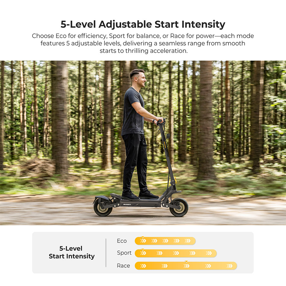 Ausom Gosoul 2 Dual Motor Electric Scooter, 2200W Peak, 50km/h Max Speed, 70km Range, 48V 13.5Ah batéria, dvojité odpruženie kyvného ramena, E-ABS + dvojité kotúčové brzdy, 10