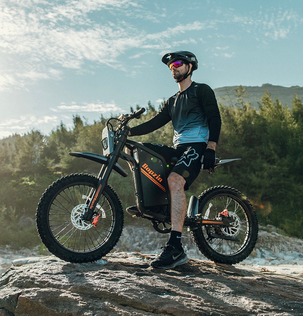 BOPZIN Q8 Electric Dirt Bike, 3000W Peak Motor, 60V 35Ah Removable Battery, Up to 45MPH, 68 Miles Max Range, 25' Fat Tires, Dual Suspension, Hydraulic Disc Brakes, 396lbs Load Capacity, 3 Drive Modes