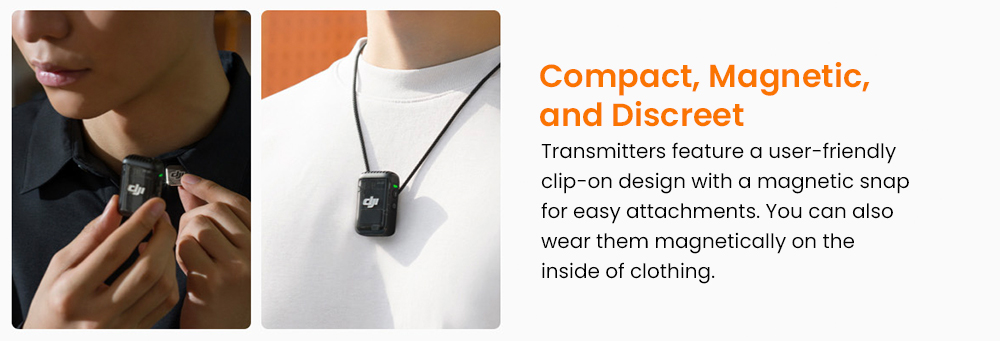Refurbished DJI Mic 2 Wireless Lavalier Microphone (2TX+1RX+Charging Case), 32-bit Float Recording, 250m Transmission, AI Noise Cancellation, 14H Internal Recording, Dual Transmitter Kit, Omnidirectional Mic for Camera, iPhone, Android, Laptops