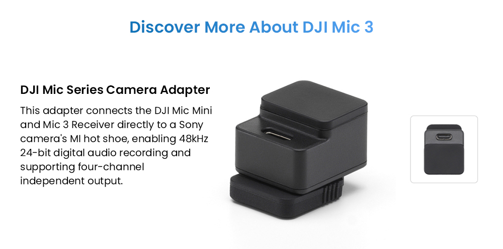 Refurbished DJI Mic 3 Wireless Lavalier Microphone (2TX+1RX+Charging Case), 32-bit Float Internal Recording, 48kHz Audio, Adaptive Gain Control, Dual-Band 2.4GHz/5GHz Anti-Interference, Built-in 32GB Storage, Timecode & OsmoAudio Ecosystem