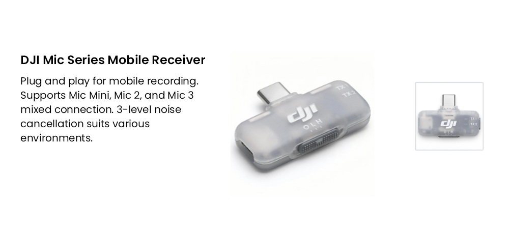 Refurbished DJI Mic 3 Wireless Lavalier Microphone (2TX+1RX+Charging Case), 32-bit Float Internal Recording, 48kHz Audio, Adaptive Gain Control, Dual-Band 2.4GHz/5GHz Anti-Interference, Built-in 32GB Storage, Timecode & OsmoAudio Ecosystem