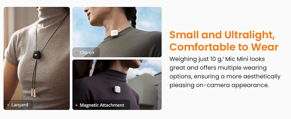 Refurbished DJI Mic Mini Transmitter, Wireless Lavalier Microphone, Omnidirectional Pickup, Intelligent Noise Reduction, OsmoAudio Direct Connect, USB-C Charging, for Camera & Smartphone Vlogging, Interviews & Content Creation - Arctic White