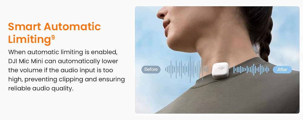 Refurbished DJI Mic Mini Transmitter, Wireless Lavalier Microphone, Omnidirectional Pickup, Intelligent Noise Reduction, OsmoAudio Direct Connect, USB-C Charging, for Camera & Smartphone Vlogging, Interviews & Content Creation - Arctic White