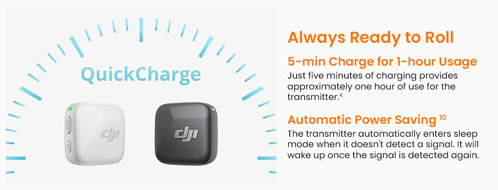 Refurbished DJI Mic Mini Transmitter, Wireless Lavalier Microphone, Omnidirectional Pickup, Intelligent Noise Reduction, OsmoAudio Direct Connect, USB-C Charging, for Camera & Smartphone Vlogging, Interviews & Content Creation - Arctic White