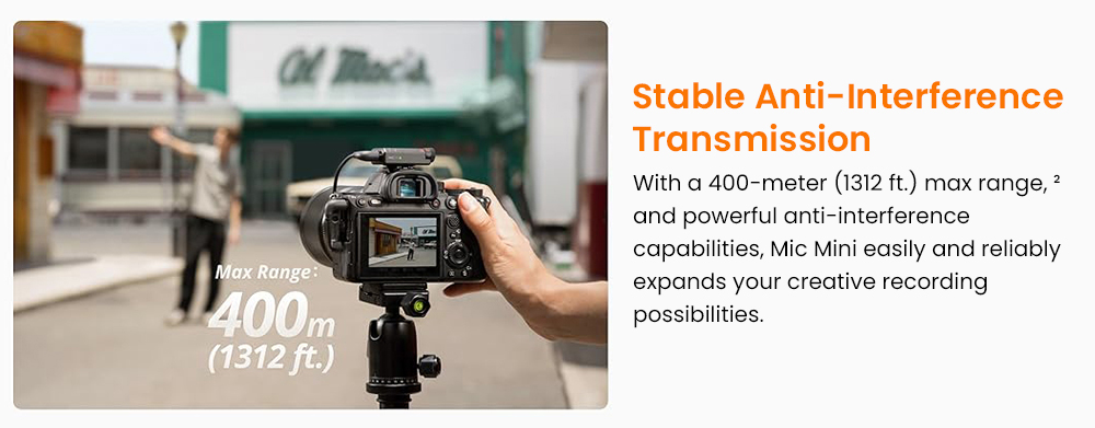 Refurbished DJI Mic Mini Wireless Lavalier Microphone (1TX+1RX), 48kHz/120dB SPL Professional Audio, 400m Wireless Transmission, Intelligent Noise Cancellation & Auto Gain Control, USB-C Compatible for iPhone/Camera/Android