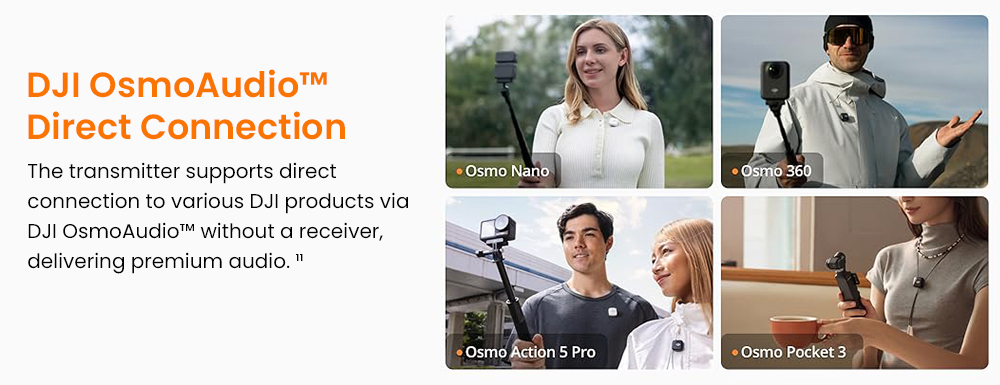 Refurbished DJI Mic Mini Wireless Lavalier Microphone (2TX+1RX+Charging Case), 2-Person Dual Channel Mic System, 400m Range, 48H Battery, Noise Cancelling, Omnidirectional, USB-C Bluetooth Mic for iPhone Android Camera Vlog Streaming