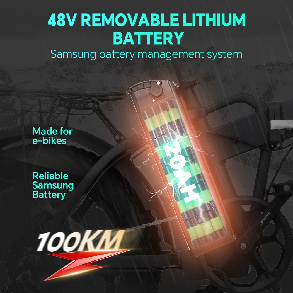 DRVETION AT20 Pro Electric Bike, 750W motor BAFANG, 48V 15Ah batéria Samsung, dojazd až 130 km, max. rýchlosť 45 km/h, 20×4.0" Fat Tires, Shimano 7-Speed, Hydraulic Brakes, Foldable All-Terrain E-Bike - Blue