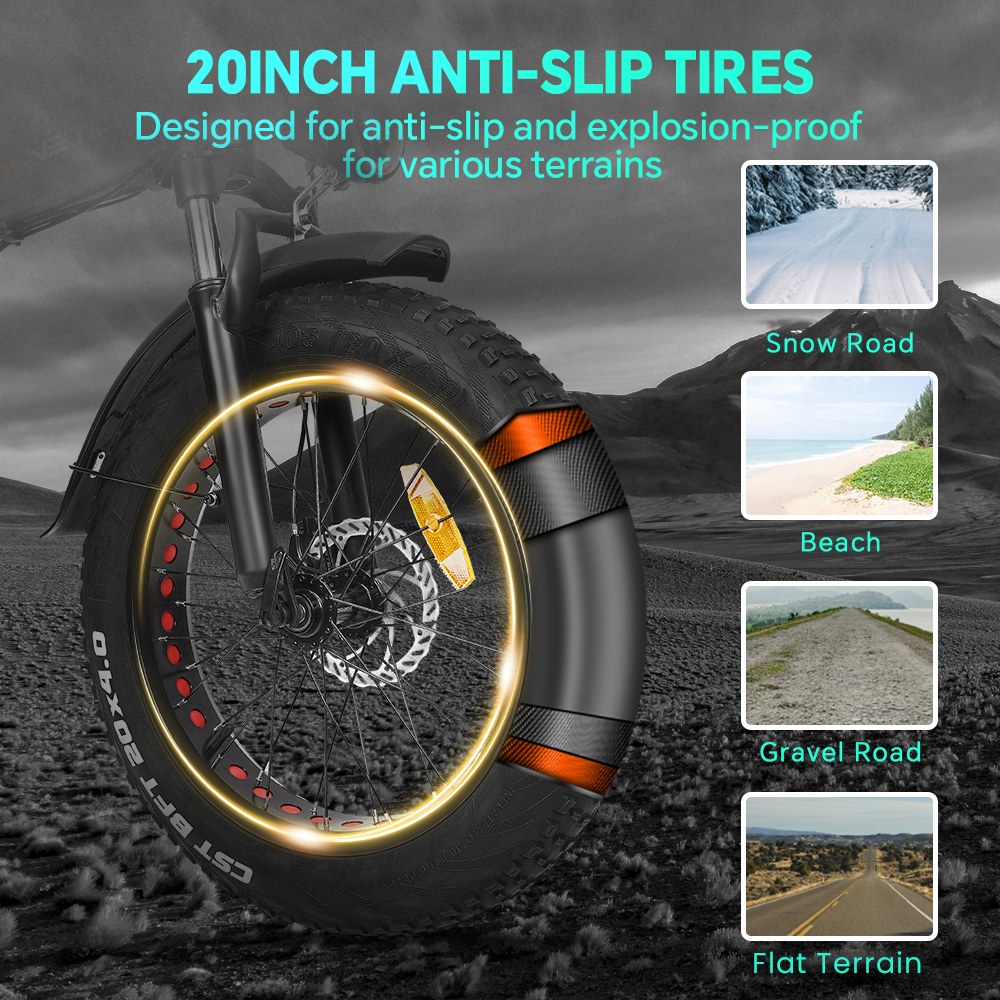 DRVETION AT20 Pro Electric Bike, 750W motor BAFANG, 48V 15Ah batéria Samsung, dojazd až 130 km, max. rýchlosť 45 km/h, 20×4.0" Fat Tires, Shimano 7-Speed, Hydraulic Brakes, Foldable All-Terrain E-Bike - Blue