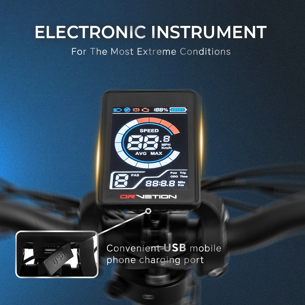 Elektrobicykel DRVETION CT20, 750W motor, maximálna rýchlosť 45 km/h, 48V 15Ah batéria Samsung, 20&times;4.0