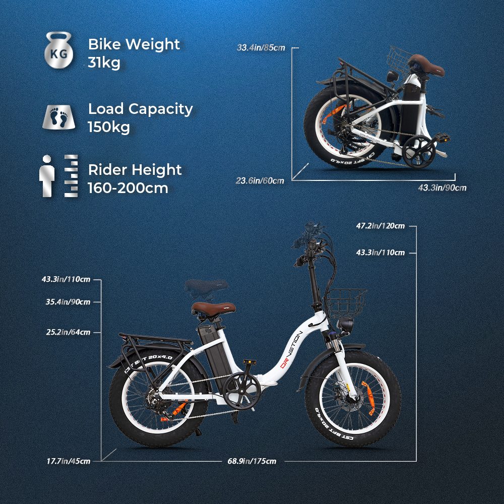 Elektrobicykel DRVETION CT20, 750W motor, maximálna rýchlosť 45 km/h, 48V 20Ah batéria Samsung, 20&times;4.0