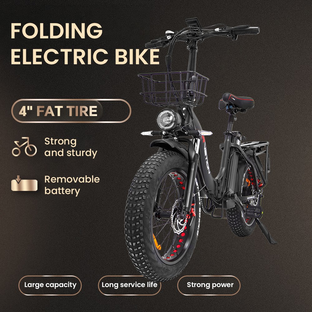 DRVETION CT20 Pro skladací elektrický bicykel, 750W motor, 48V 15Ah batéria Samsung, 25 km/h (odomknutý), dojazd 80 km, 20×4.0" CST Fat Tires, Dual Hydraulic Disc Brakes, 7-Speed, 150kg Max Load - Black
