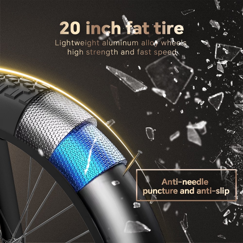 DRVETION CT20 Pro skladací elektrický bicykel, 750W motor, 48V 15Ah batéria Samsung, 25 km/h (odomknutý), dojazd 80 km, 20×4.0" CST Fat Tires, Dual Hydraulic Disc Brakes, 7-Speed, 150kg Max Load - Black