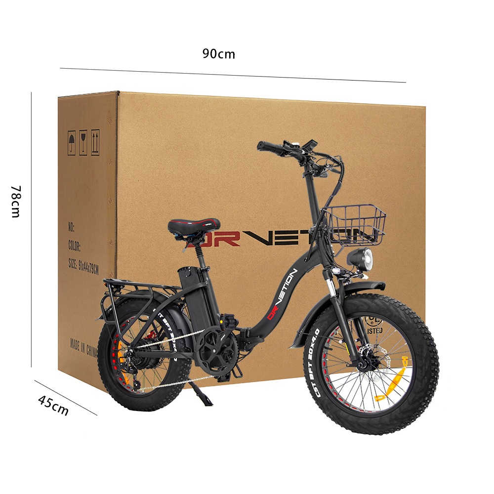 DRVETION CT20 Pro skladací elektrický bicykel, 750W motor, 48V 20Ah batéria Samsung, 25 km/h (odomknutý), dojazd 80 km, 20×4.0" CST Fat Tires, Dual Hydraulic Disc Brakes, 7-Speed, 150kg Max Load - Black
